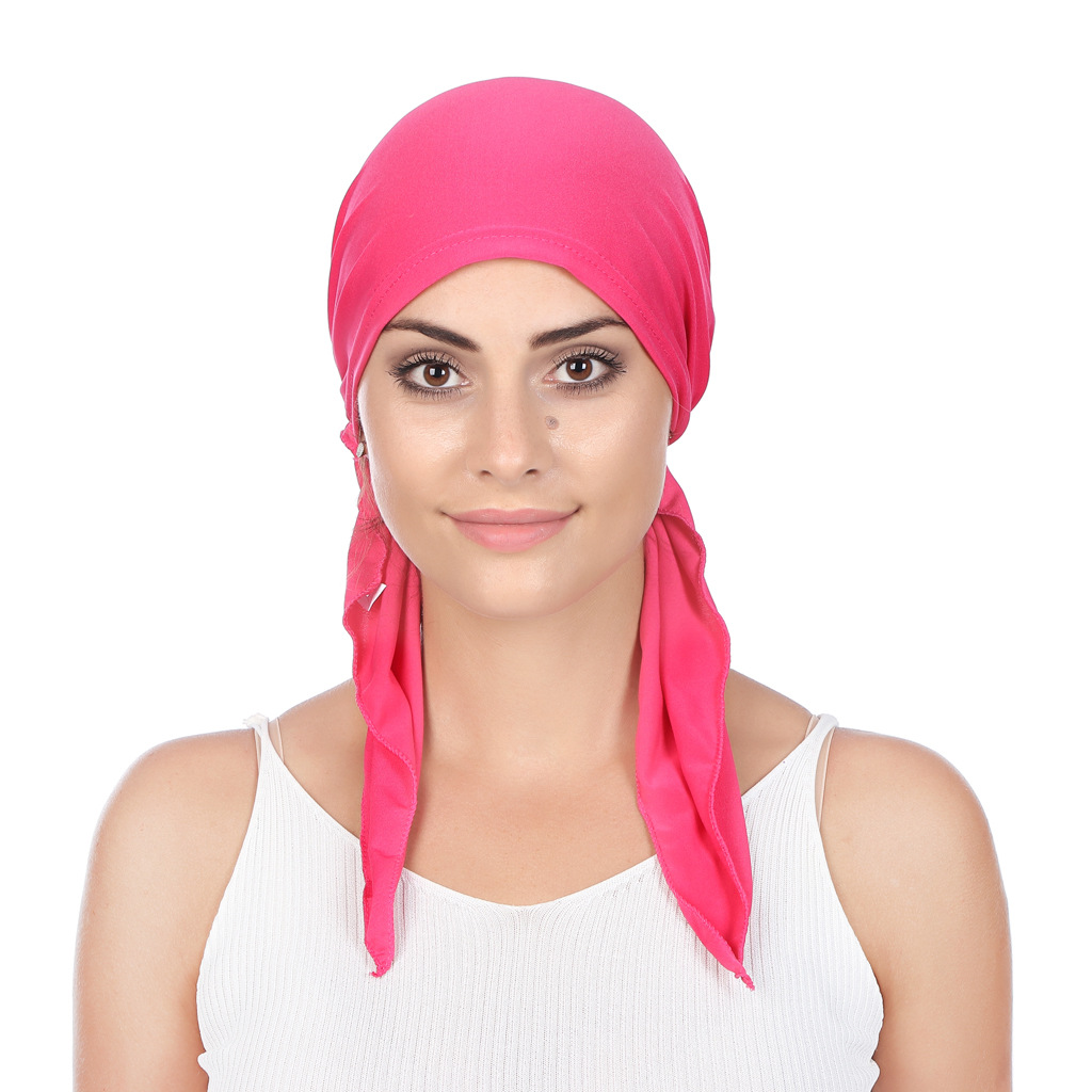 AliExpress/Amazon/ebay European and American curved solid color milk silk two tail headscarf cap toe cap