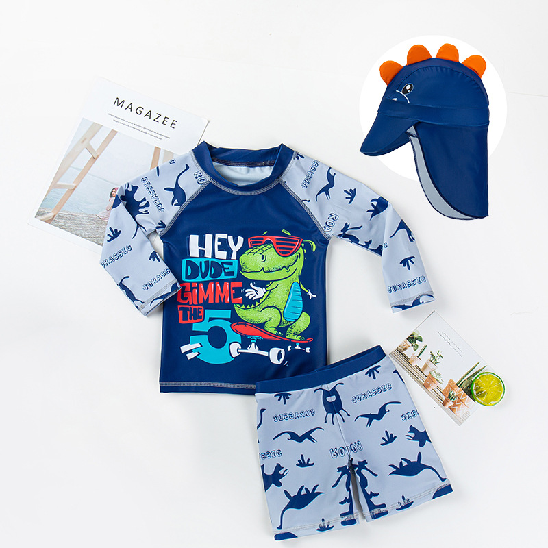 Long-Sleeved Children's Swimsuit Split Sunscreen Quick-Drying South Korea Baby Ins Swim Trunks Handsome Boys Sunshade Swimwear for Boys