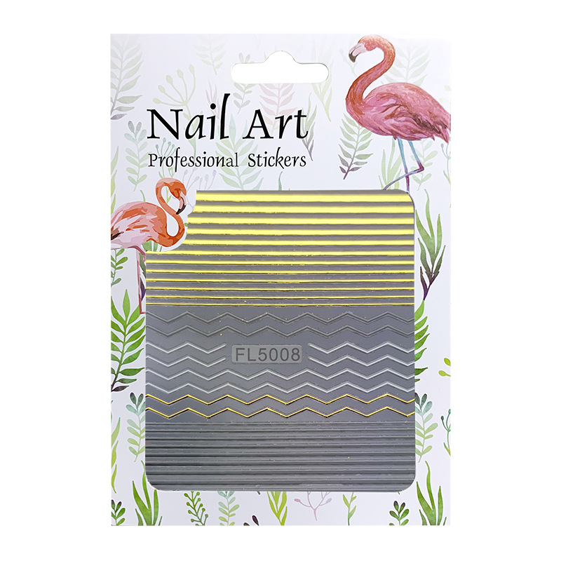 3D three-dimensional nail decals gilding geometric pattern nail stickers personalized golden lines lines nail art jewelry