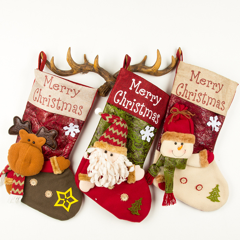 MerryChristmas large Christmas stockings Santa snowman three-dimensional decorative gift bag gift bag
