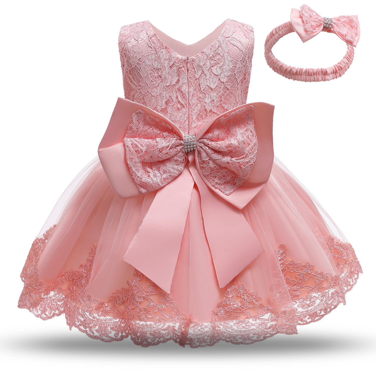 [Explosions] Factory direct selling Amazon hot girls dress lace baby princess dress bow flower skirt