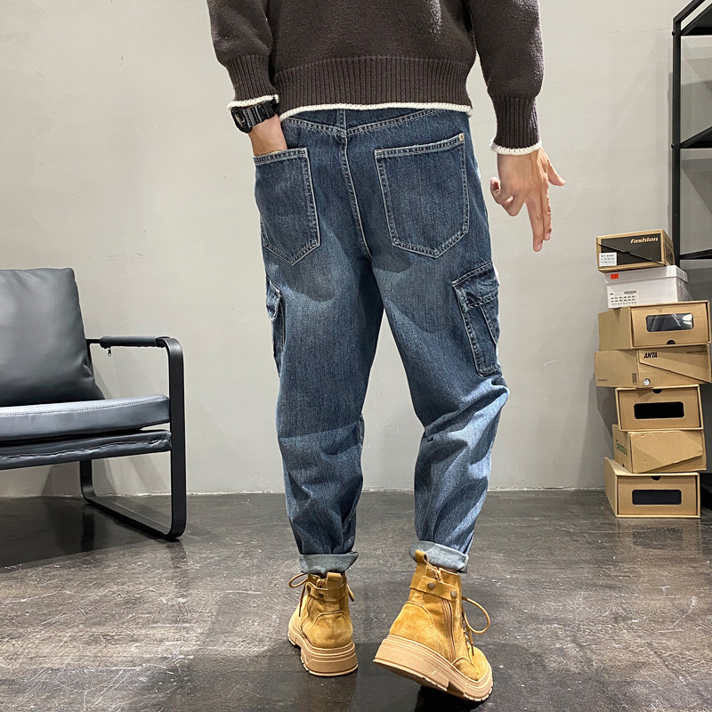 Autumn and Winter Ami Khaji Wash Water Dressed Jeans Dad Mopping Pants Hip-Hop Multi-Pocket Wide Leg Workwear Pants
