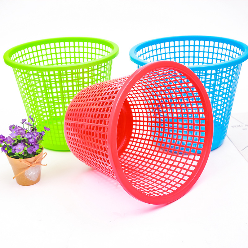One yuan toilet trash can color plastic hollow drain home office kitchen wastepaper basket department store trash can