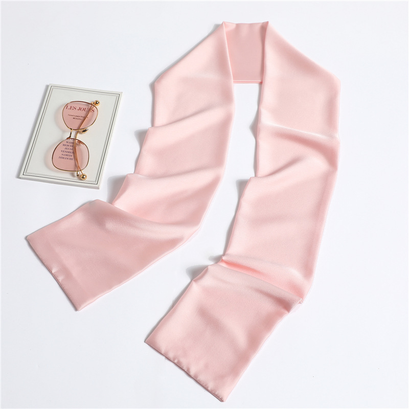 Thin narrow long scarf women's solid color scarf versatile decorative scarf autumn and winter double-layer artificial silk 145cm