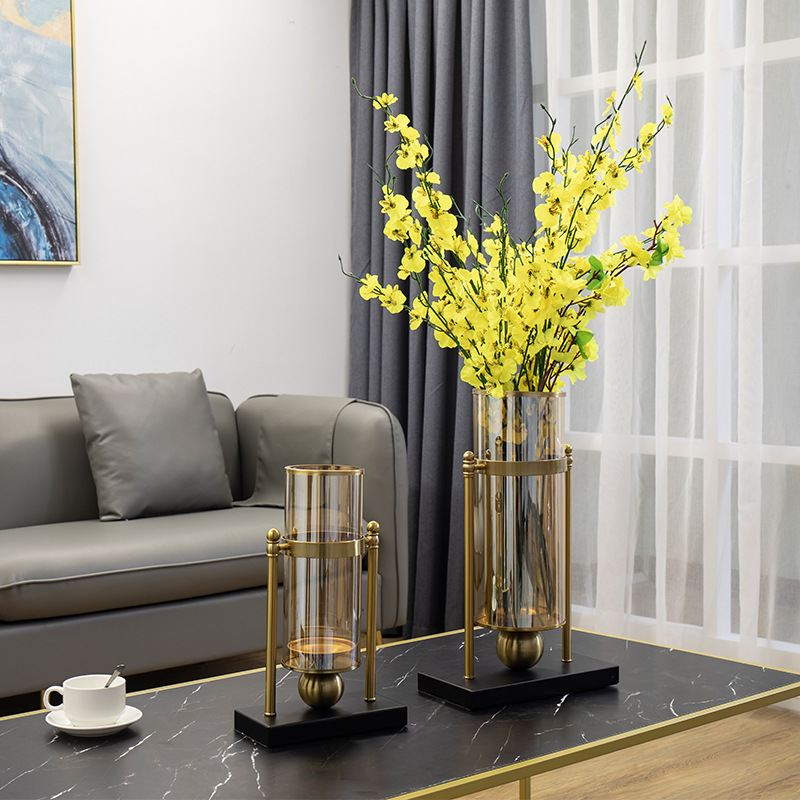 Luxury Nordic Style Flower Vase Decorative Item for Living Room Glass Flower Insert Modern Hallway Coffee Table Dining Table Creative Home Decor 
