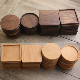 Solid Wood Coaster Rectangular Small Cup Holder Small Tray Tea Holder Coffee Coaster Log Tea Coaster Beech Black Walnut