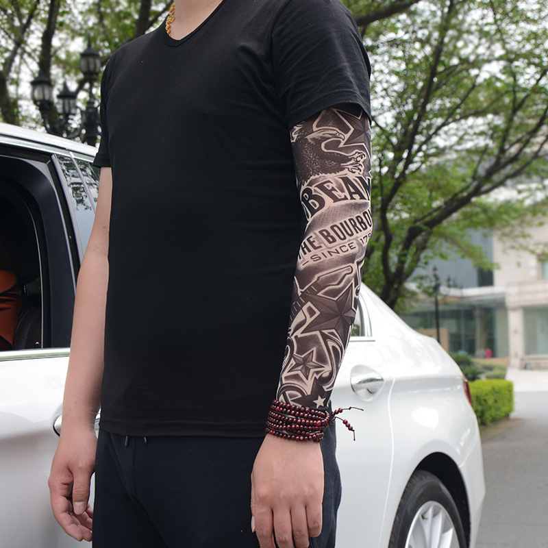Wholesale tattoo sleeve flower arm sleeve tattoo men's and women's ice cool sleeve summer riding driving sun protection arm sleeve hand sleeve