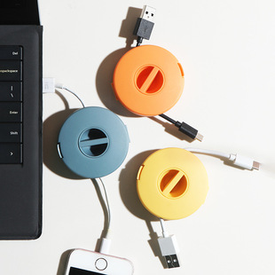 Small portable Winder mobile phone charging cable data cable organizing storage box round rotating winding cable organizer