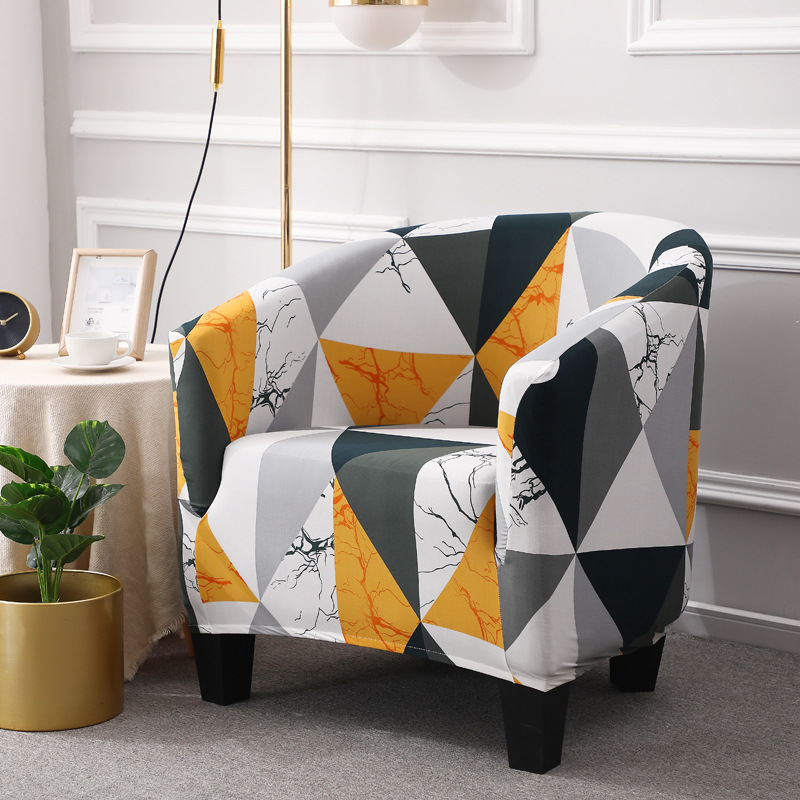 Cross-border European-style Stretch All-inclusive Single Half-garden Sofa Cover Internet Cafe Hotel Guest Room Printed Sofa Chair Cover