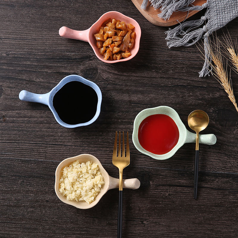 Japanese Style Seasoning Dish Household Dish Sauce Dish Vinegar Dish Sauce Dish Tableware Dish Handle Small Dish Dip Dish