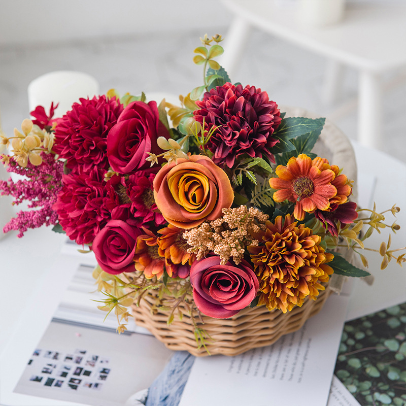 デイジー菊の花束造花手作りシルクフラワー装飾フェイク植物結婚式用|undefined