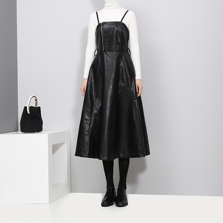 Quality 2021 Spring Light Mature Elegant French Style Elegant European and American Style Slim-fit PU Dress for Women