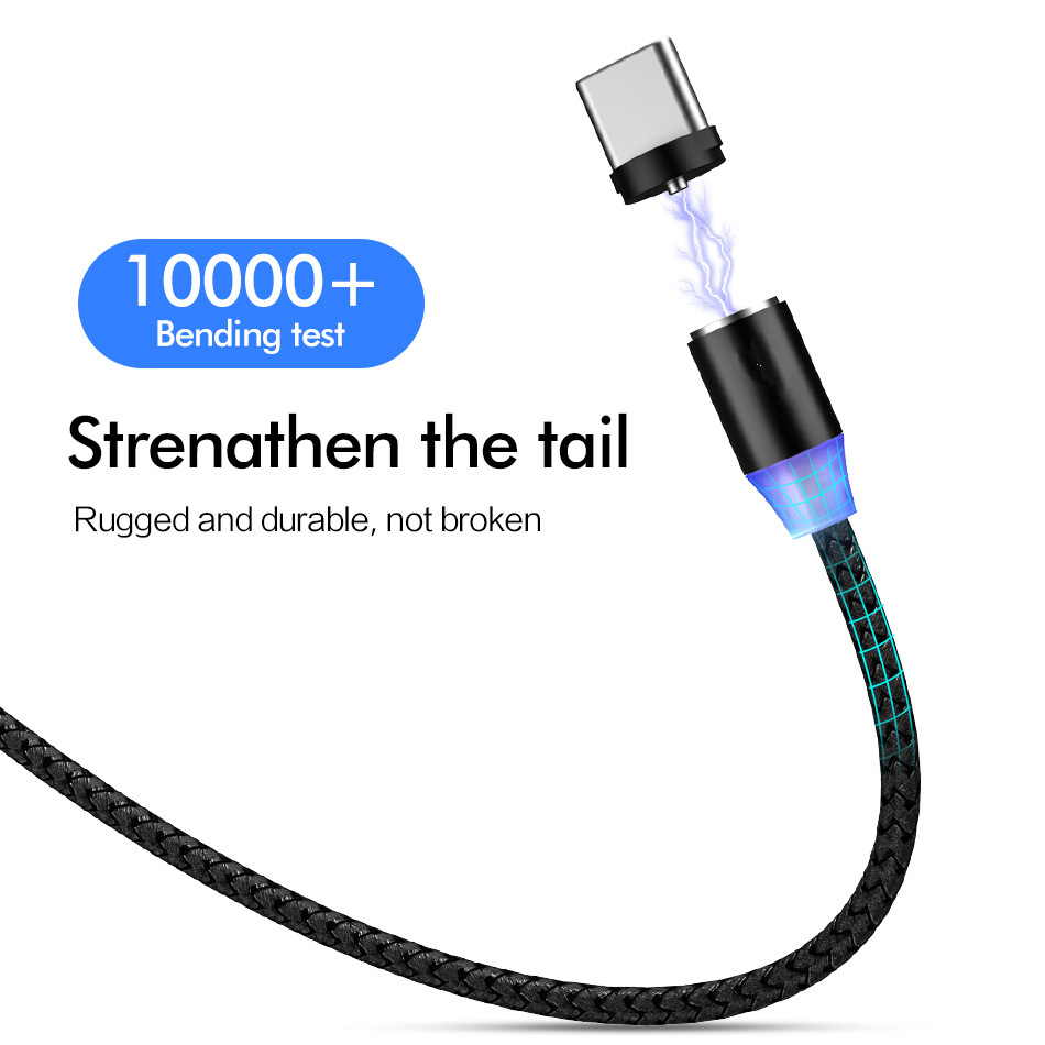 Mobile phone magnetic suction data line luminous blind plug charging line magnetic three-in-one for Apple Android type-c