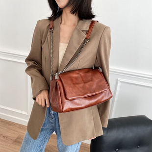 ins Fashion Soft PU Leather Small Square Bag 2020 Autumn and Winter New Car Stitching Women's Bag Shoulder Crossbody Chain Small Bag