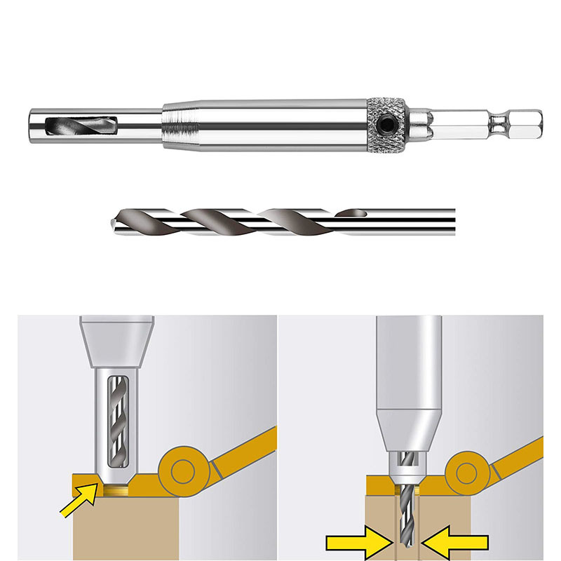 Hinge drill woodworking door and window hinge hole opener positioning drilling set high-speed steel special-shaped hexagonal shank drill bit