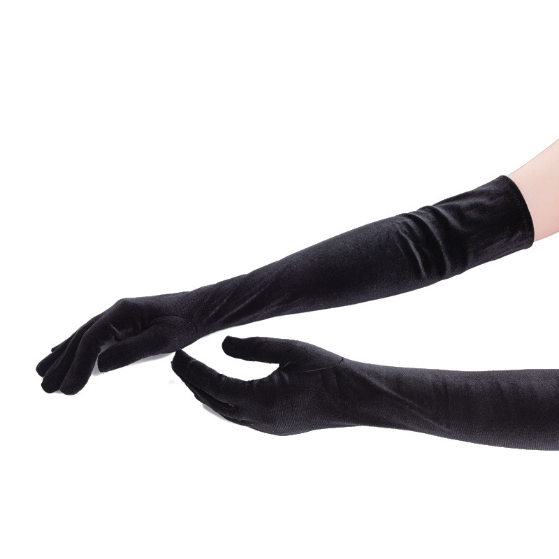 Golden Velvet Long Gloves Ceremonial Gloves Golden Velvet Evening Dress Long Gloves Golden Velvet Warm Long Gloves