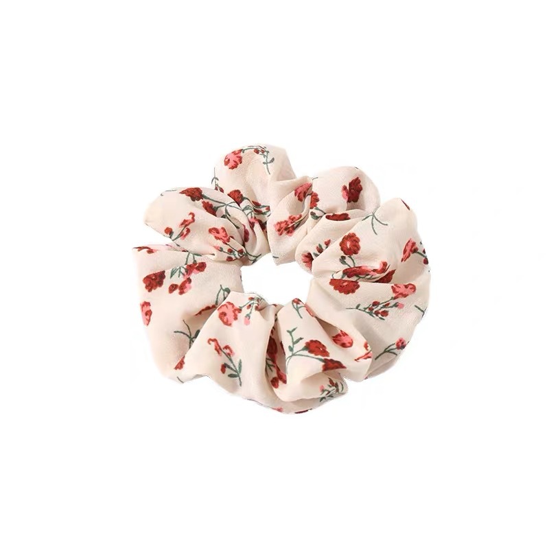 New floral large intestine hair ring Korean style fresh pig large intestine ring ins Wind Net popular fat sausage fashion hair accessories