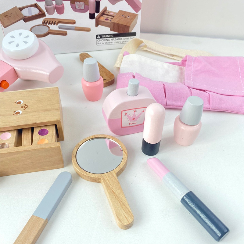 Youki Children's Dressing Table Dressing Box Play Home Wooden Little Princess Girls Wooden Toys 3-4-6 Years Old
