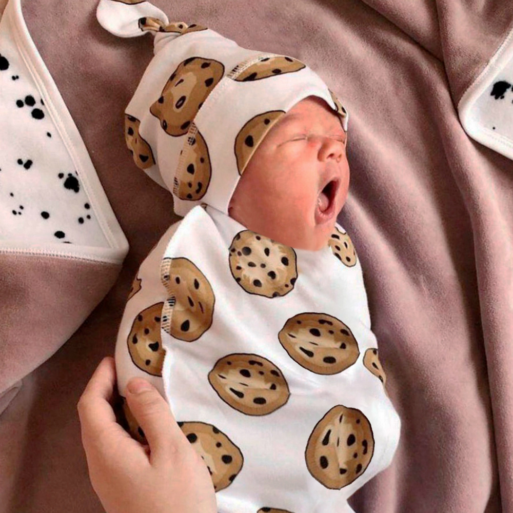 Cross-border European and American Baby Sleeping Bag Baby Anti-startling Bag Towel Super Soft Elastic Baby Cocoon Sleeping Bag Fetal Hat Set