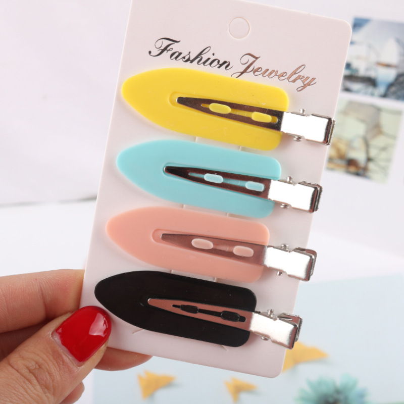 Xiao Zhan's Same-style Seamless Hairpin Women's Japanese Makeup Bangs Hairpin Leaf Duckbill Clip Cream Gel Hairpin Accessories