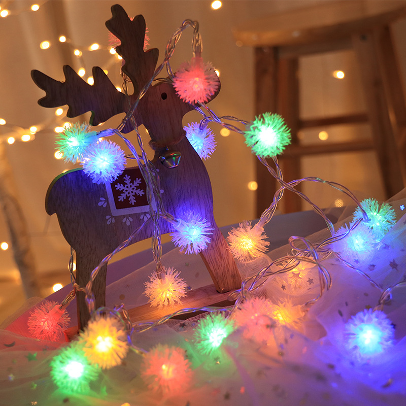led small colored lights string lights online popular ins girl heart bedroom room layout hair ball lights string battery box decorative lights