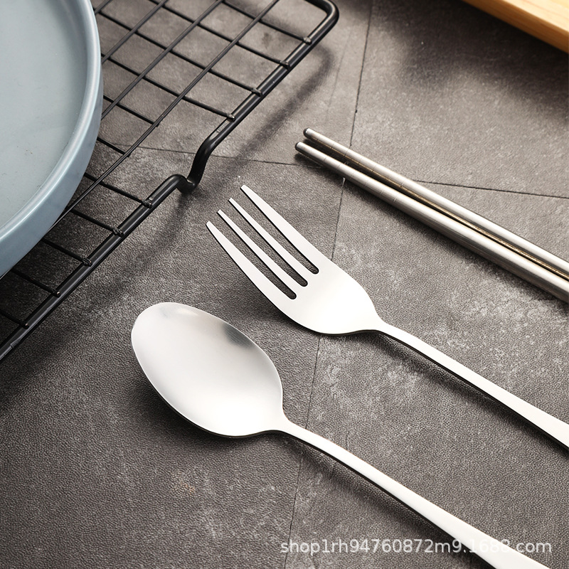 Stainless Steel Portable Tableware Travel Three-piece Chopsticks Spoon Fork Set Simple Creative Cute Tableware