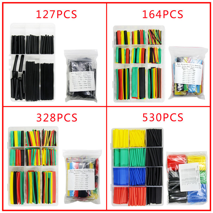 127 164 328 530pcs color environmental protection Heat Shrinkable insulation sleeve bag PE Heat Shrinkable tube cross border