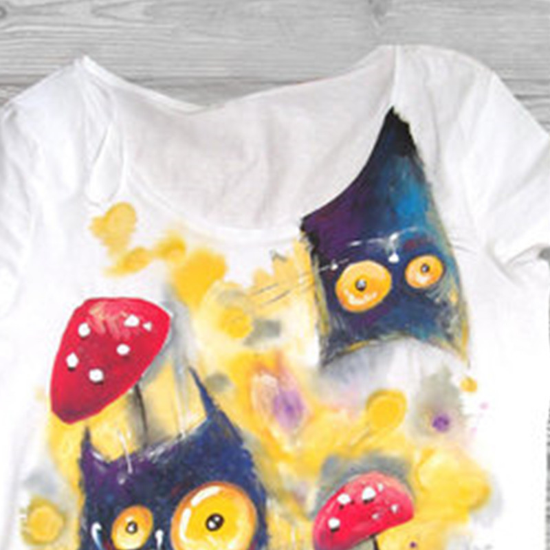 Spot 2022 Summer New Top Amazon Explosions European and American Hot Selling Fashion Big Eye Cat Printed T-shirt for Women