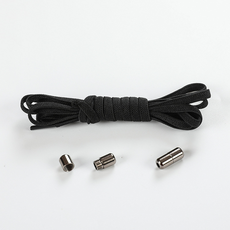 Tie-free Shoelaces Metal Buckle Capsule Lazy Shoelaces for Men and Women Sports Elastic White Black Flat Shoelaces for Children