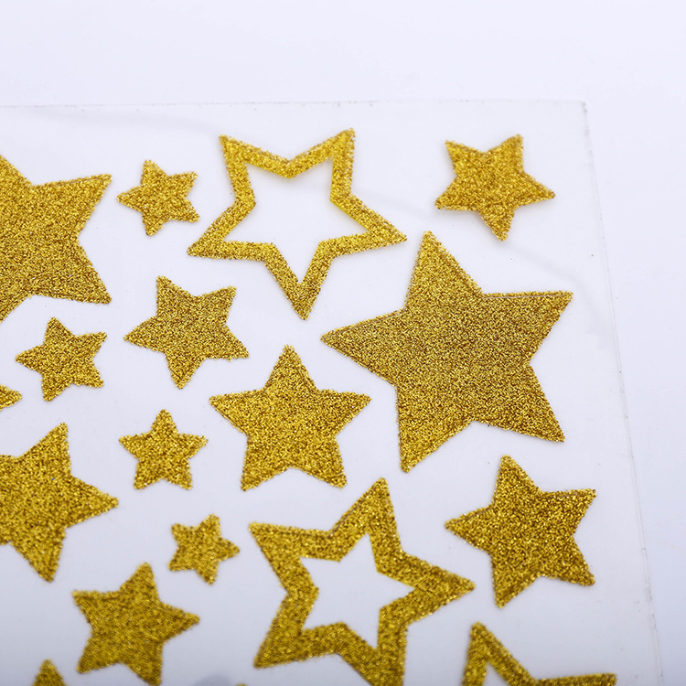 Factory wholesale creative flash glitter powder stickers decorative star stickers custom gold stickers mobile phone stickers