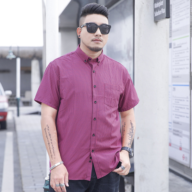 Pioneer Wolf plus size Men's Short-sleeved Shirt Business Casual Multi-color All-match Color Short-sleeved Woven Shirt Men's Plus Fat Plus