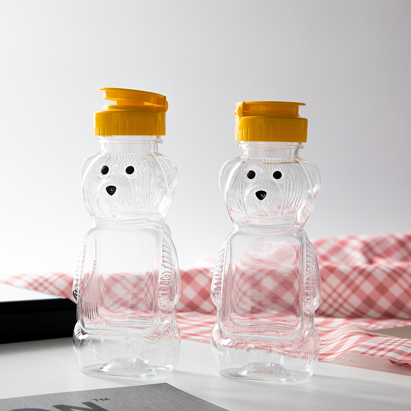 Bear plastic water bottle cute creative new students children go out portable transparent cup stall milk tea cup