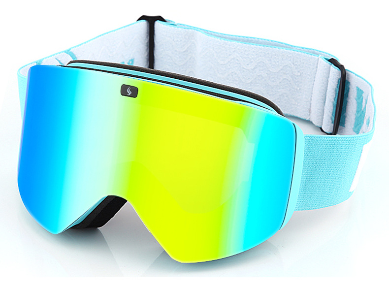 Electroplated ski goggles for adults double anti-fog cylinder spherical magnetic replacement ski glasses_voghion.com