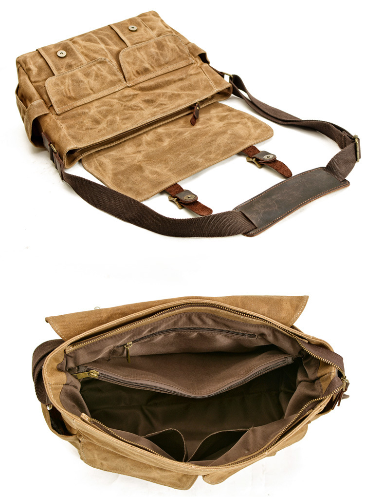Borsa da uomo in tela cerata e olio, in pelle, con cuciture, retrò, a tracolla, da uomo, borsa a tracolla per computer, alla moda europea e americana_voghion.com
