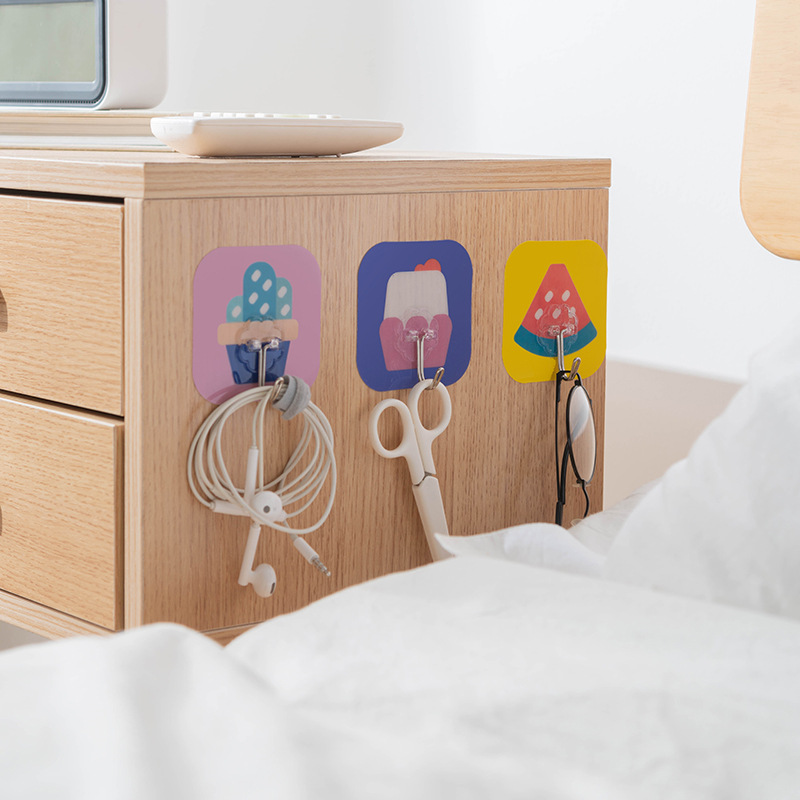 Cartoon hook strong adhesive wall hanging load-bearing sucker kitchen hook seamless paste door rear punch-free sticky hook