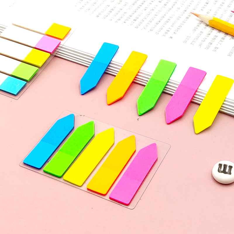 Korean Creative Fluorescent Stickers Classification Index Stickers Loose-leaf Label Stickers Transparent Indication Stickers Post-it Stickers Ordable LOGO