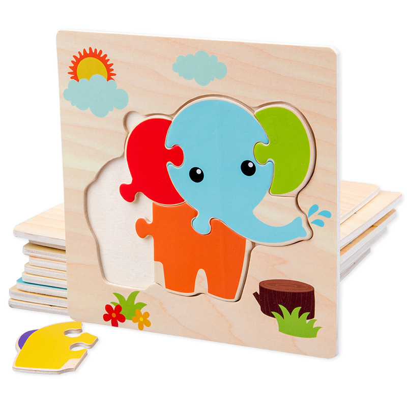 Children's Early Education Jigsaw Puzzle Toys Baby's Intelligence Enlightenment Three-Dimensional Small Jigsaw Puzzle Wooden Children's Early Education Toys