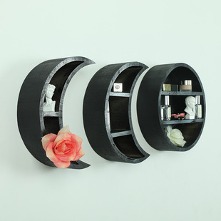Amazon New Crystal Storage Rack Wooden Moon Decoration Storage Rack Moon Phase Cycle Wall Decoration Rack Wall Hanging