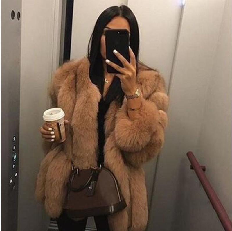 Wholesale European and American imitation fur coat women's new autumn and winter fox fur mid-length artificial fur fur coat