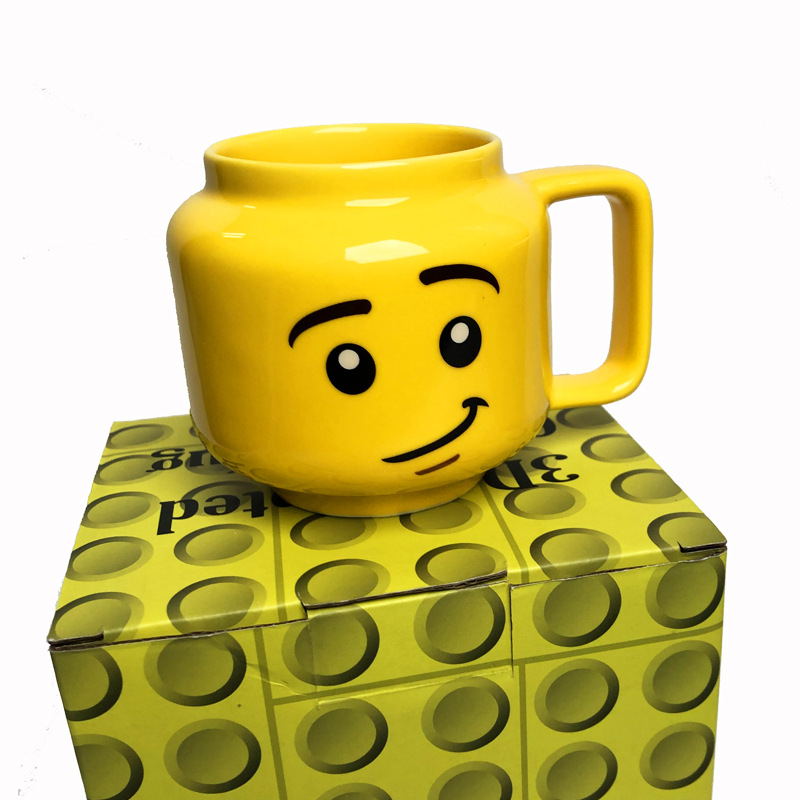 Building block figurine cup expression cup cartoon figurine cup beverage cup ceramic male and female smiley cup beauty cup gift