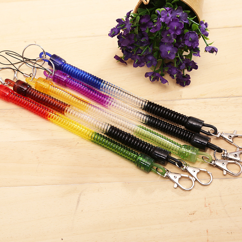 Keychain plastic spring rope thick plastic spring rope mobile phone buckle high quality old man keychain factory direct sales