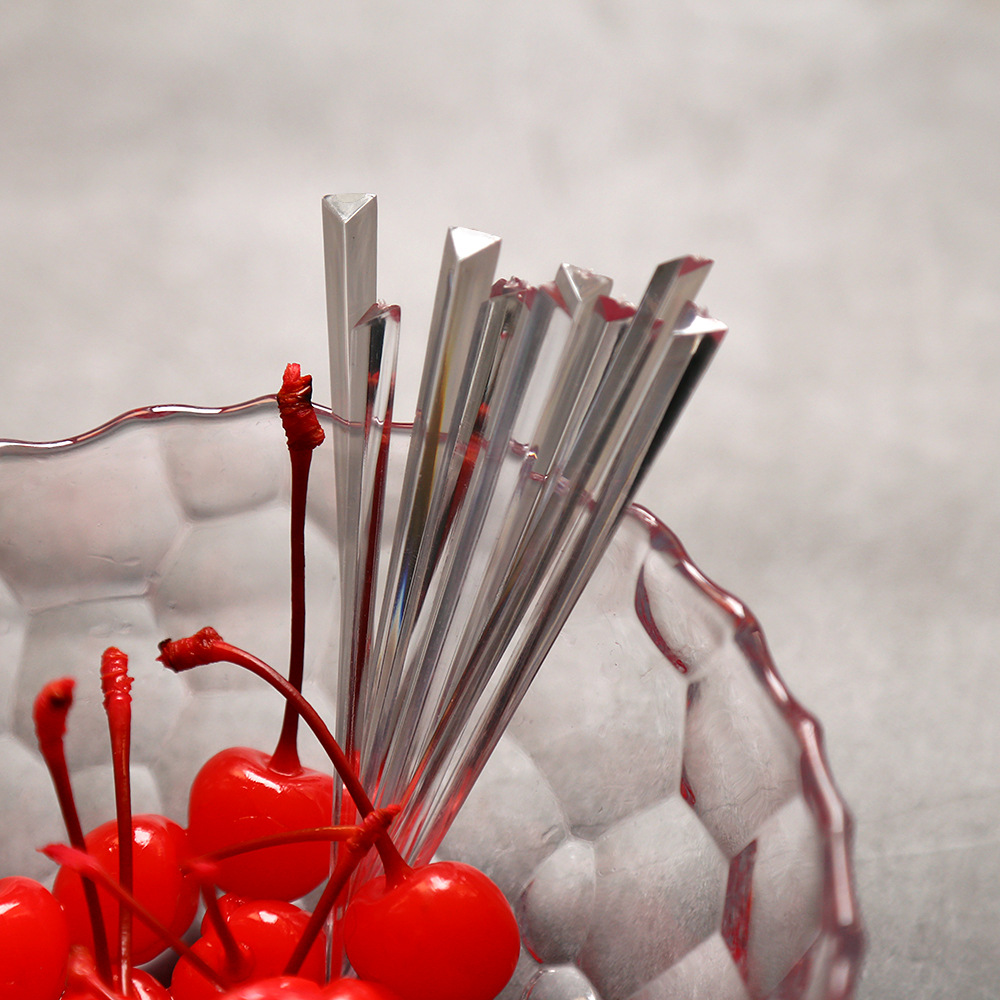 Fruit fork suit creative disposable fruit fork household small fork plastic fruit stick fruit plug transparent triangle fork