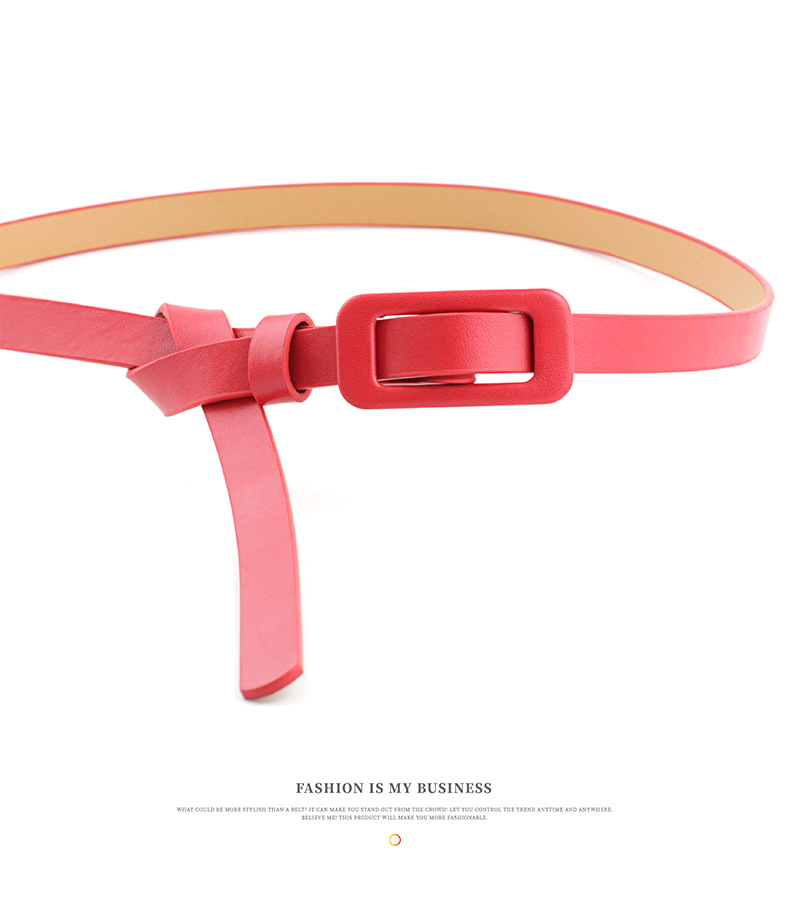 Nouvelle ceinture en PU légère de couleur unie pour femme, petite ceinture à boucle carrée, sans aiguille, sans perforation, décorative, fine, capacité de fonctionnement en stock_voghion.com
