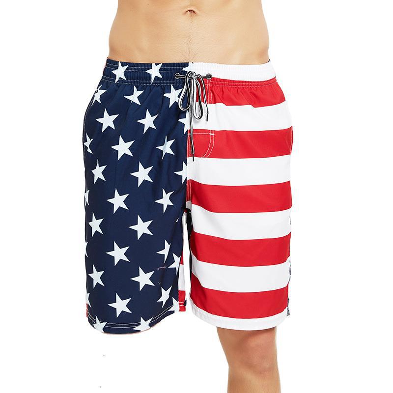 American Flag Amazon Cross-border Special Explosive Quick-drying Loose Beach Pants Men's Extra-large Five-point Swimming Pants Shorts