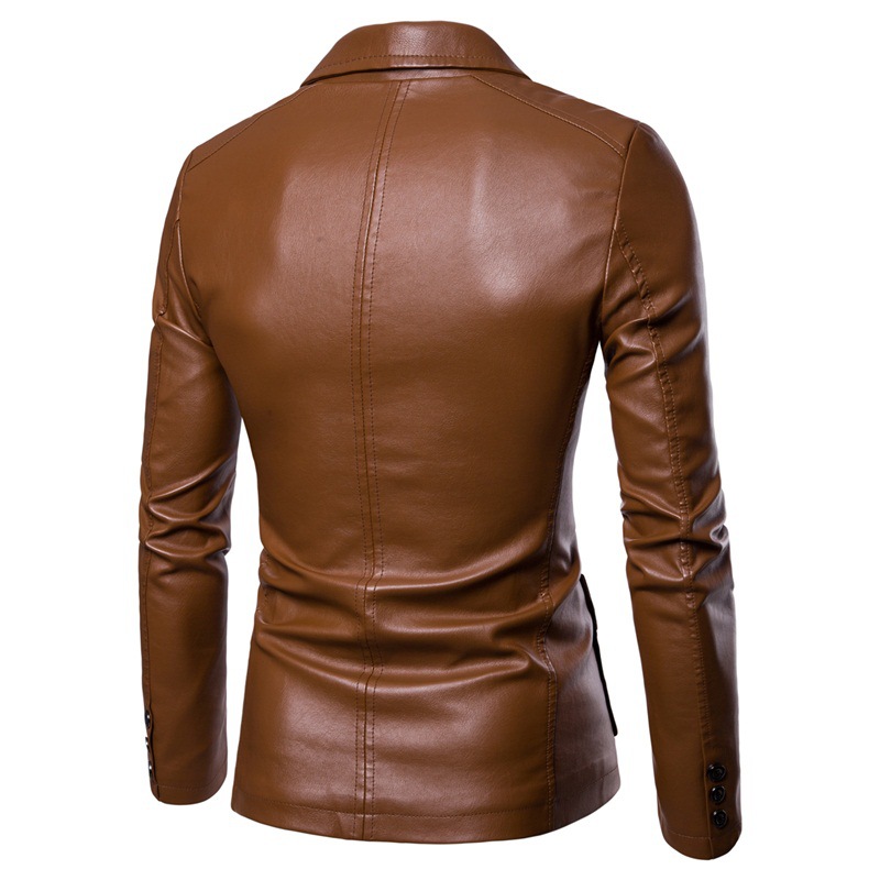 European Size Plus Weight Plus Size Men's Korean Style Leather Clothing PU Motorcycle Men's Slim Fit Leather Jacket Men's American Size Jacket for Spring and Autumn