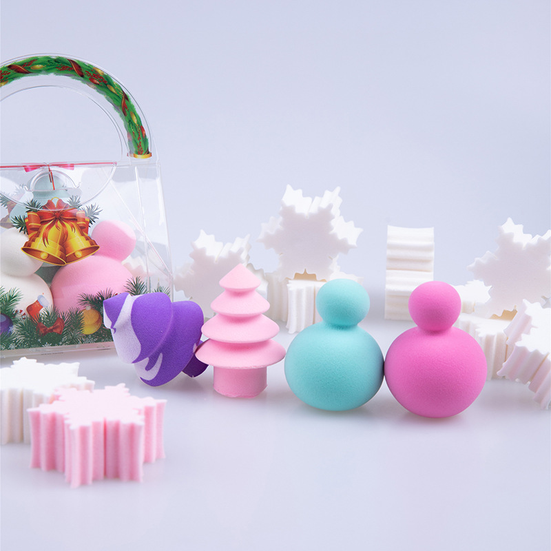 Aibaola foreign trade gifts Christmas series Beauty eggs dry and wet dual-use snowflake latex powder puff beauty makeup tools wholesale