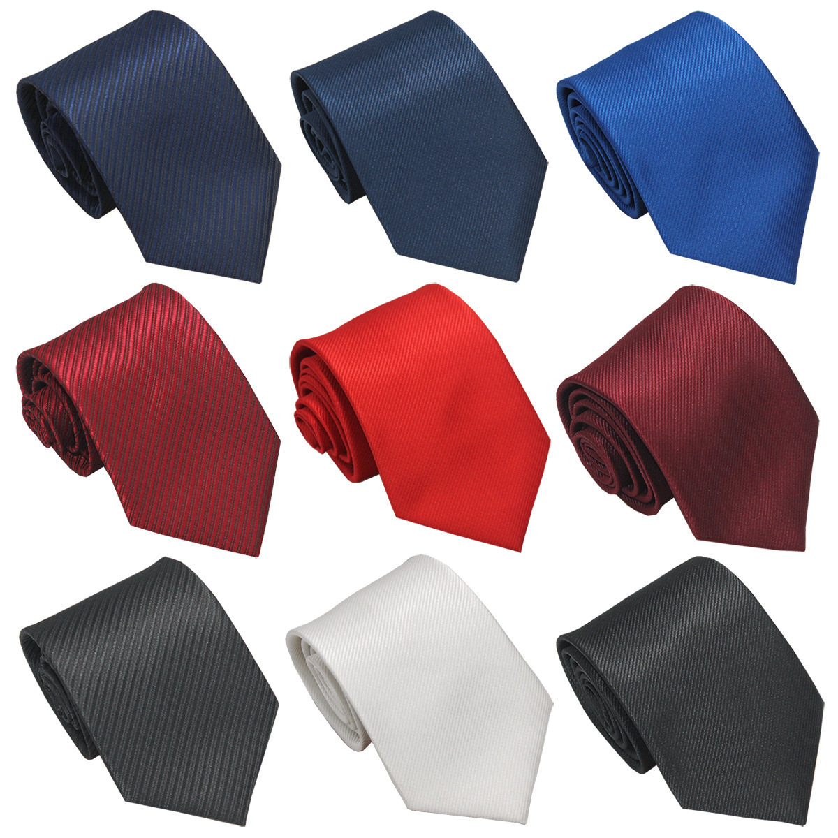 Business Casual Men's Tie Polyester Silk Twill Black Red Suit Accessories 8cm Hand Tie Solid Color Tie