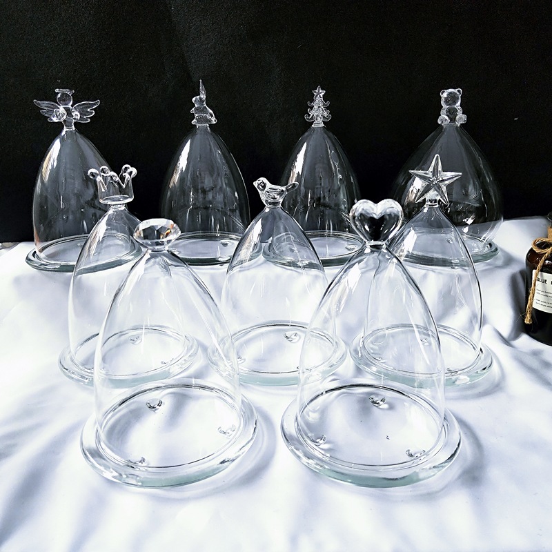 Valentine's Day Eternal Flower Glass Cover Love Cake Cover Micro Landscape Vase Doll Bubble Mart Decoration Dust Cover
