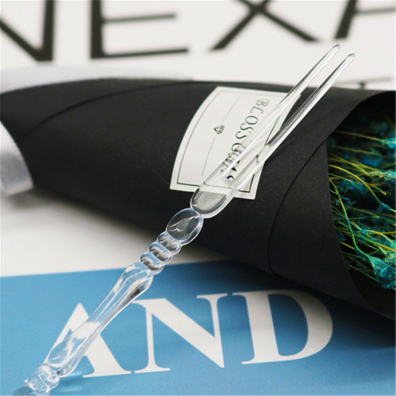 Disposable plastic fruit fork creative transparent bamboo moon cake fork two-tooth fruit sign wholesale