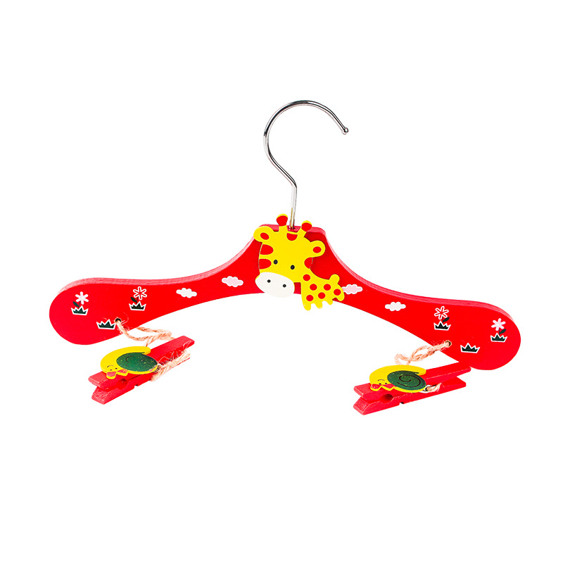 Children's Clothing Store Special Clothes Rack Clothes Hanging Baby Cute Cartoon Baby Wooden Clothes Hanger Household Clothes Support